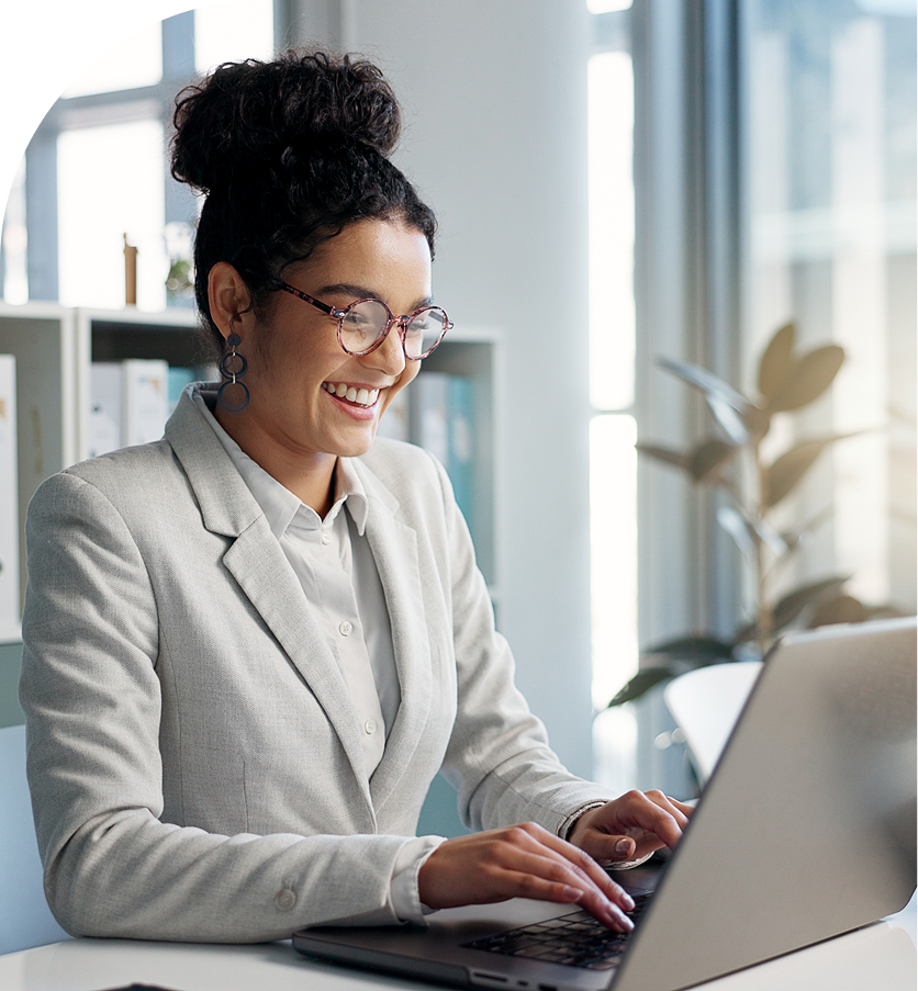 Professional woman working on laptop